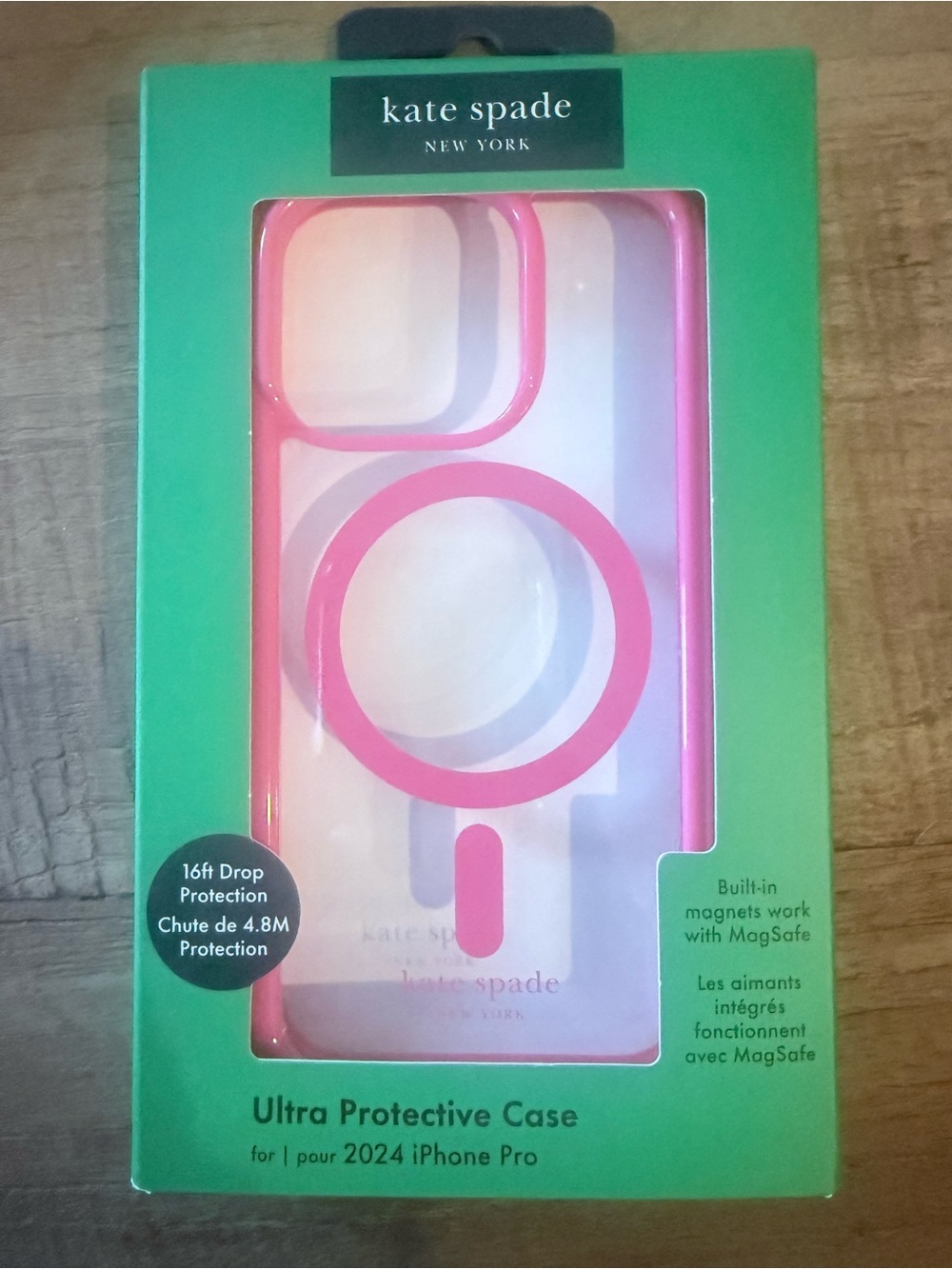 iPhone 16 pro new Kate Spade Pink clear Protective MagSafe iPhone case